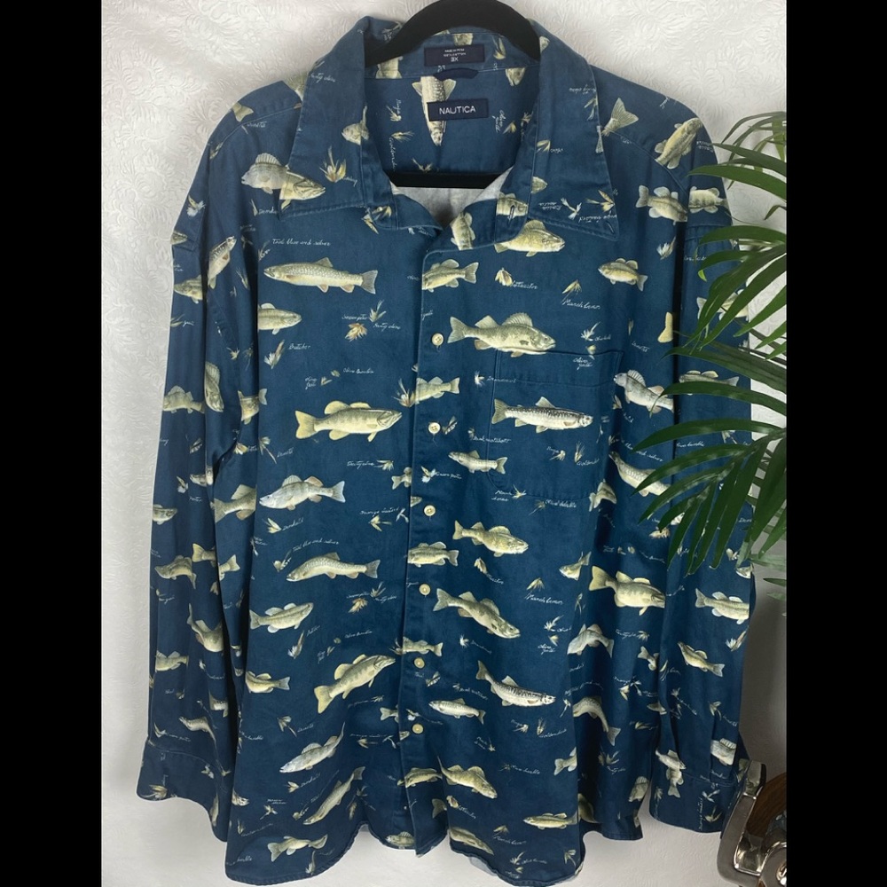 Nautica Men’s Fish 3X Fun Shirt